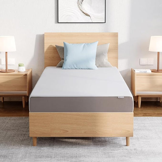 Amazon Basics Medium Firm Memory Foam Mattress, Breathable, 8 Inch, Full, White/Grey