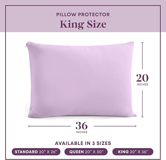 CirclesHome Pillow Protectors 4 Pack King Zippered - 100% Cotton Breathable Pillowcases - Protects Pillows from Dirt, Dust and Debris (King - Set of 4 - 20x36)