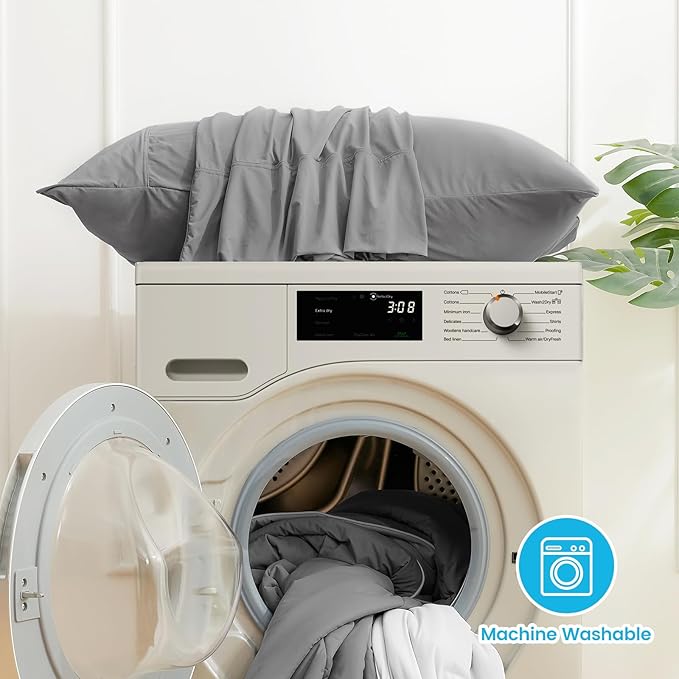 Cozy Bliss Cooling Pillow Cases for Hot Sleepers, Q-Max>0.45, Standard Size Set of 2, Soft & Silky Pillow Covers with Envelope Closure,Gift, Dark Gray, 20x26 Inches