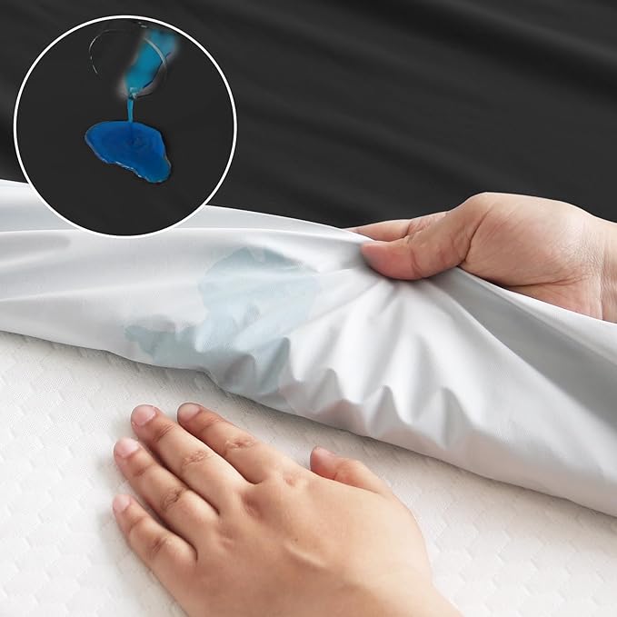 2 Pack Queen Mattress Protector Waterproof Cover, Waterproof Bed Queen Fitted Sheet Only, Machine Washable 18" Deep Pocket Mattress Covers for Bed, Black