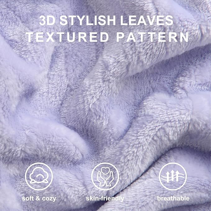 SOCHOW Body Pillow Cover 21x54 Inches, Super Soft and Cozy Leaves Textured Fleece Long Body Pillowcase with Zipper Closure,1 Pack, Lilac