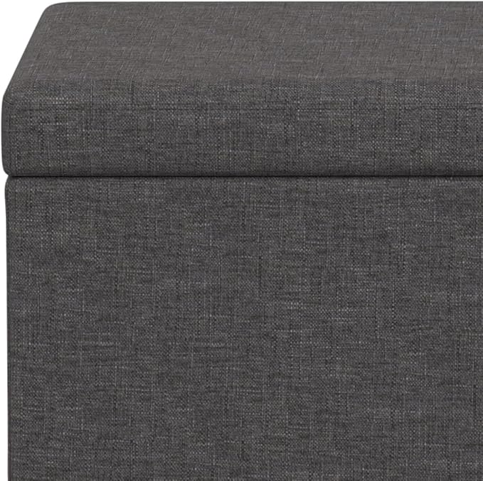 SIMPLIHOME Avalon Extra Large Storage Ottoman Bench - 54 inch Wide Upholstered Linen Look Fabric Rectangular Lift-Top Ottoman in Slate Grey, Contemporary Bench for Living Room with Hidden Storage