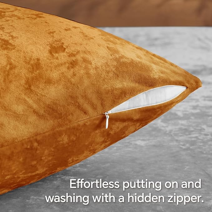 BEDELITE Velvet Body Pillow Cover with Zipper, Soft and Plush 20x54 Long Pillow Case, Velvety Smooth and Cozy Body Pillow Pillowcase for Bedroom and Couch, for All Seasons(Burnt Orange)