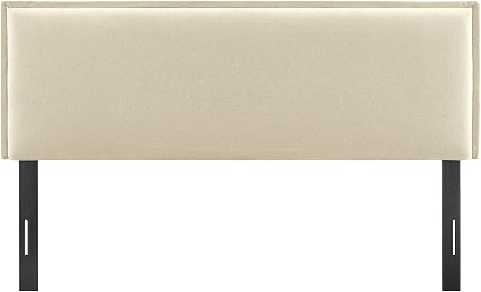 Modway Camille Queen Size Upholstered Linen Blend Headboard with Removable Slipcover – in Linen - Padded Pillow Style Headboard with Adjustable Mounting for Queen Beds