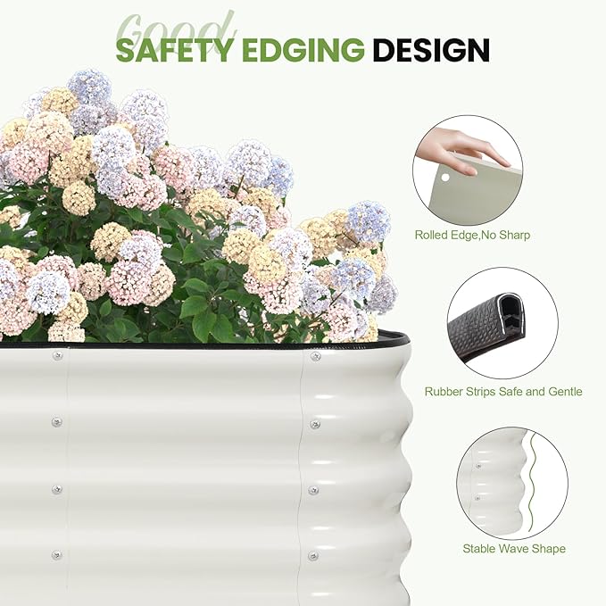 G GOOD GAIN Raised Garden Bed Kit - 5-in-1 Adjustable Galvanized Metal Planter Box with Protective Tape & Gloves & Tools | 8x3x1.4ft Outdoor Raised Bed for Gardening Vegetables, Flowers, Herbs, Green