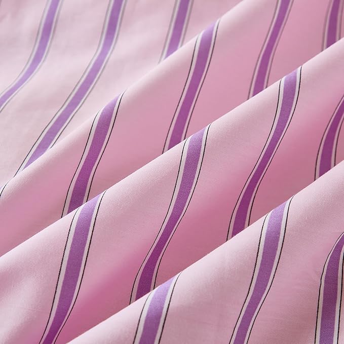 Merryword Body Pillowcases, 100% Cotton Body Pillow Cover, Pink & Purple Striped Pillowcases, Luxury Linen Like Pillowcase, Soft Breathable Engineered Stripes Pillow Cover