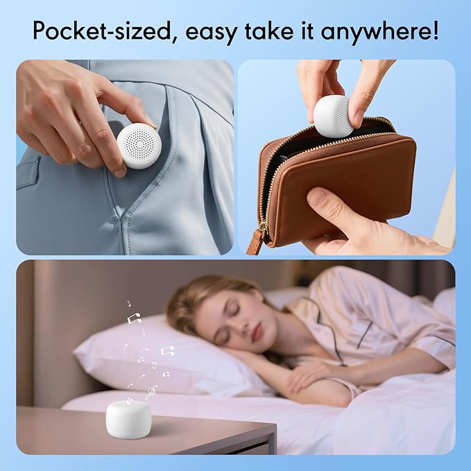 Portable Sound Machine for Baby Adults,Travel Sound Machine,Mini White Noise Machine,16 Non-looping Sounds &Timer, Memory Function,Sleep Sound Machines Perfect for Privacy Hotel Gift (Tiny)