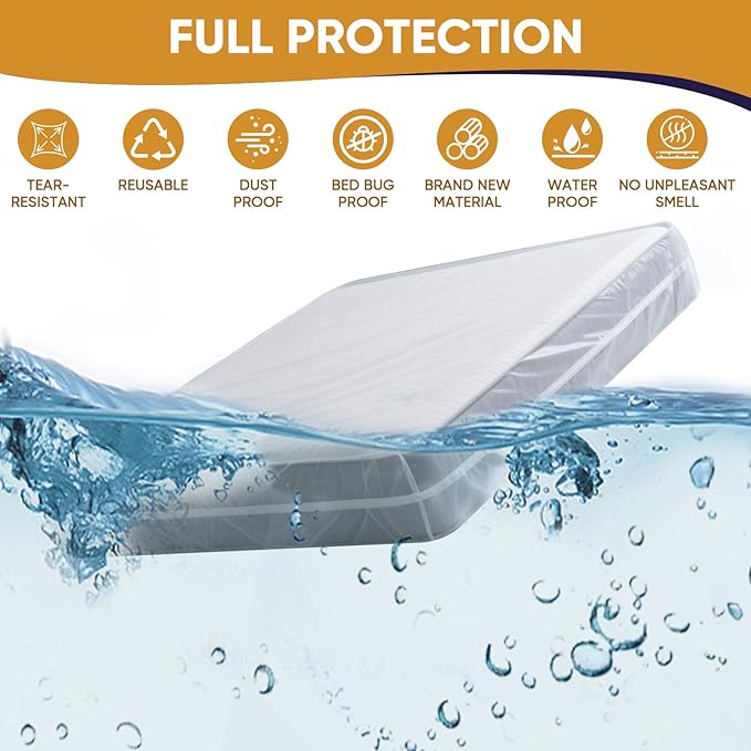 2 Pack Full/Twin XL Mattress Bags for Moving Storage, Full Size Mattress Bag for Disposal, Waterproof Plastic Mattress Cover for Moving