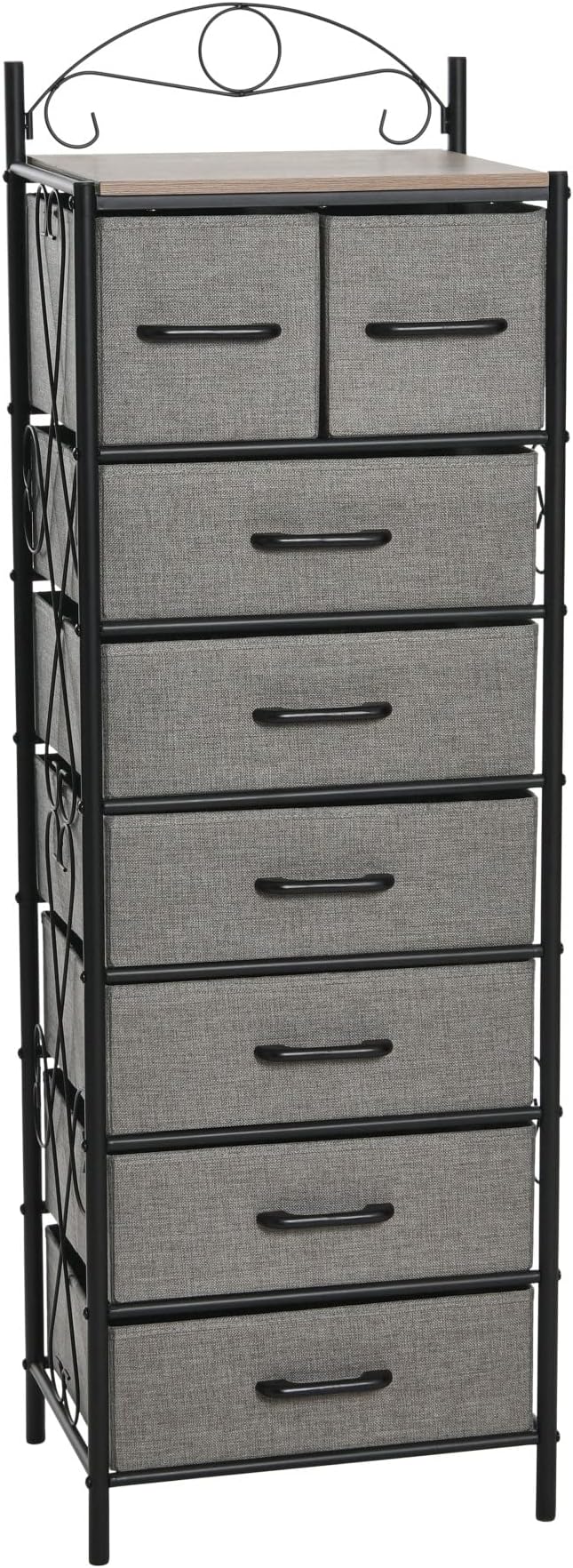 Household Essentials Ashwood & Iron Eight-Drawer Dresser Tower