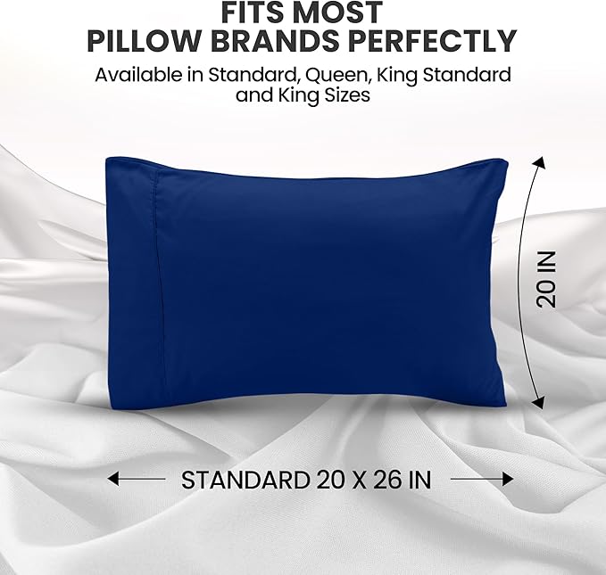 Utopia Bedding Standard Pillow Cases - 2 Pack - Envelope Closure - Soft Brushed Microfiber Fabric - Shrinkage and Fade Resistant Pillow Covers Standard Size 20 X 26 Inches (Standard, Royal Blue)