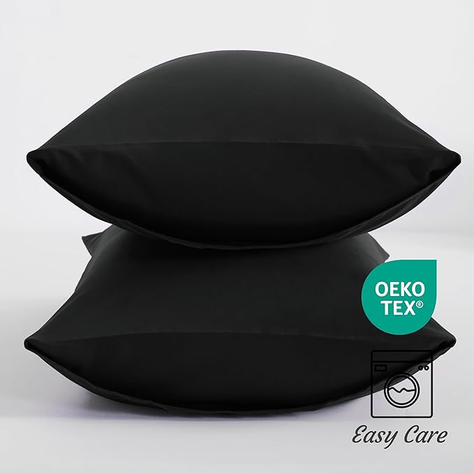 NTBAY King Pillow Cases Set of 2, 2 Pack Brushed Microfiber 20x36 Pillow Cases, Soft, Wrinkle, Fade, Stain Resistant Black Pillow Cases with Envelope Closure, 20x36 Inches, Black