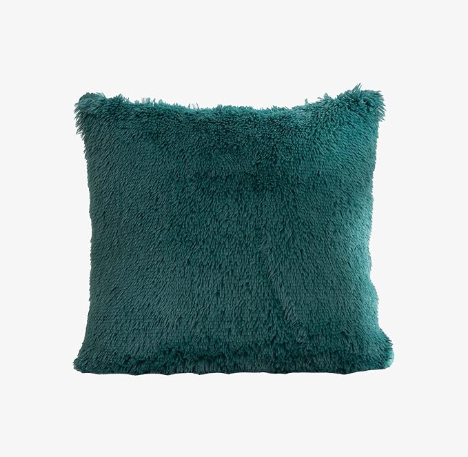 Reafort Luxury Long Hair, PV Fur, Faux Fur Euro Sham Pillow Cover/Case 26"x26" with Zipper Closure (Evergreen, Euro Sham)