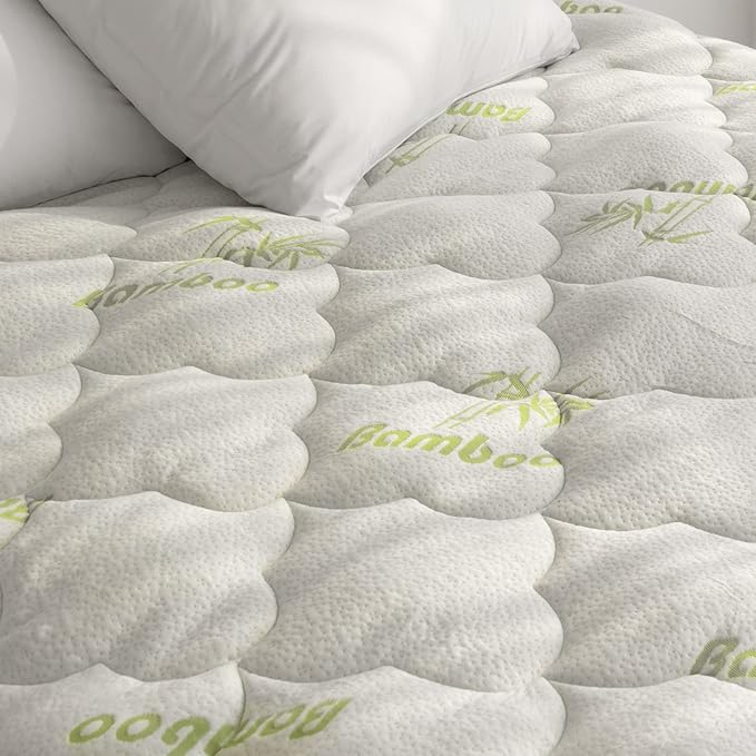 Twin Mattress Cover Air Mattress Topper, Viscose Made from Bamboo Mattress Pad for Kids, Soft Breathable and Noiseless Pillow Top Mattress Fits up to 16 inch