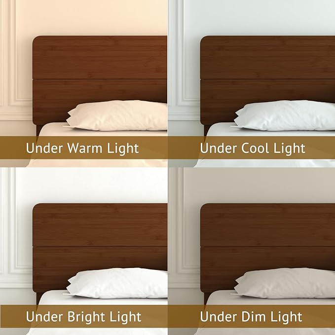 Askeld 14 Inch Bamboo Queen Bed Frame with Headboard, Solid Wood Bed Frames Queen Size No Box Spring Needed, Easy Assembly, Noise Free, Walnut Color