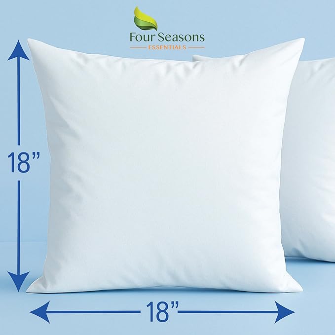 Throw Pillow Covers (Set of 2) - Square 18x18 Pillow Protectors Waterproof Hypoallergenic Dust Proof Zippered Encasement