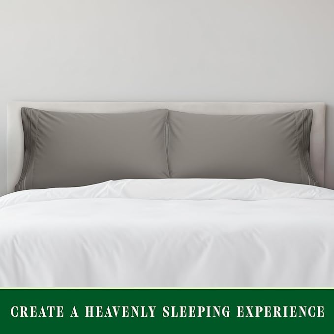Elegant Comfort Luxury Ultra-Soft 2-Piece Pillowcase Set - 1500 Premium Hotel Quality Microfiber Double Brushed - Wrinkle Resistant, King, Grey