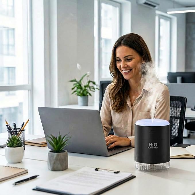 Colorful Mini Humidifier, USB Rechargeable Humidifier, small humidifier, 4 Modes Super Quiet, Humidifiers For Bedroom,Suitable For Travel Office Family Baby Bedroom-Black