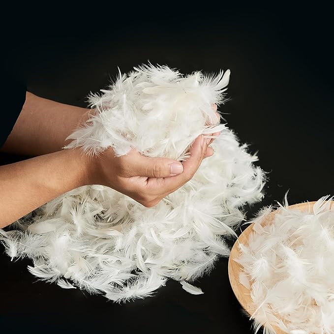 Bulk Goose Down Feather Stuffing & Fill – Hypoallergenic Pillow Filling, Repair, Restuff, Fluff for Couch Cushions, Comforters, Jackets10/90-4Lb DIY