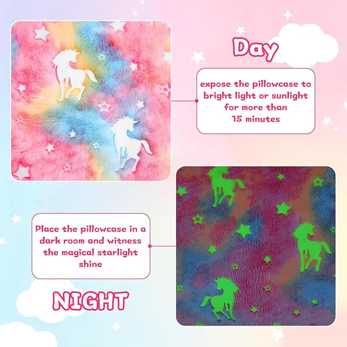 Cloele Body Pillow Cover Glow in The Dark Long Pillow Cases Full Length Pillow Case - 21x54 inches Unicorns Ultra Soft Body Pillowcase for Kids Girls Decorative Body Pillow Pillowcases(Only Cover)
