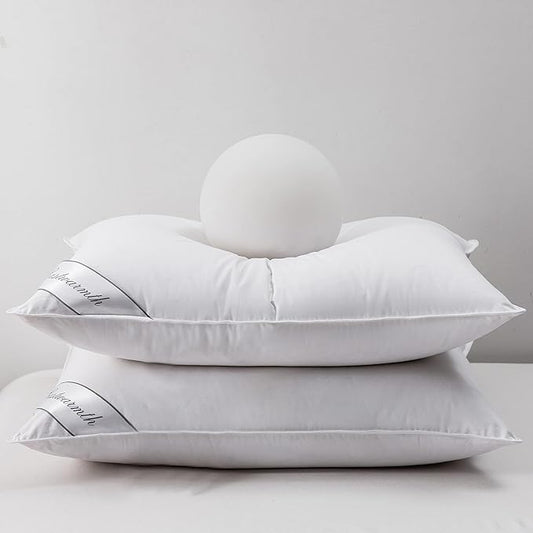 Goose Down & Feather Pair Pillows Insert for Side and Back Sleepers White Color,100% Soft Cotton King 20x36in