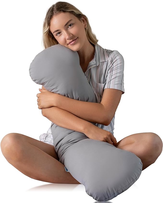 SleepCloud Weighted Body Pillow 6.5lbs - Weighted Pillow for Deeper Sleep (41" x 10") - Cooling Body Pillows for Adults, Full Body Pillow for Sleeping, Side Sleeper Body Pillow with Cover