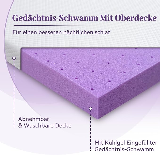 SINWEEK 3 Inch Gel Memory Foam Mattress Topper Full Size, Ventilated High Density Pad for Back Pain, Bed Topper with Removable Soft Cover, CertiPUR-US Certified