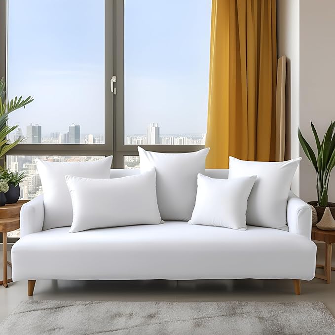 Bafode Throw Pillow Inserts 18'' x 18'' Set of 2, Down Feather Decorative Pillows, Luxury White Throw Pillows for Couch, Sofa, Bed and Cushion