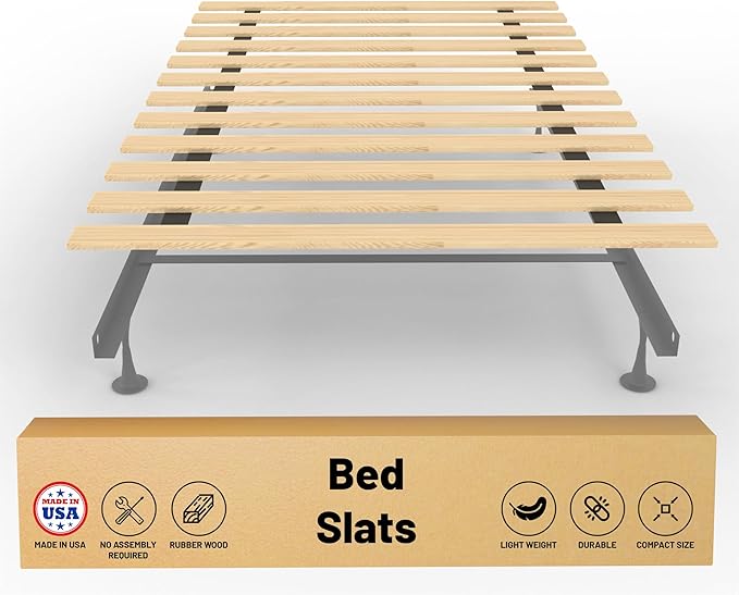 Greaton, 1-Inch Extra Heavy Duty Horizontal Wooden Bunkie Board/Bed Slats, 78" x 60.5", Beige