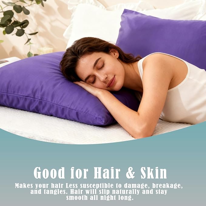 TELUS Pillow Cases Standard Size 2 Pack, Bamboo Rayon Pillowcase with Envelope Closure, Cooling Breathable Pillow Cover for Hot Sleeper & Night Sweats, 20x26 inch, Dark Purple