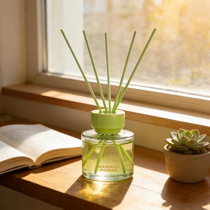 Reed Diffuser Set - 3.38 fl oz (100ml) Tropical Fruit Oil Diffusers | 5 Premium Reed Sticks | Home Fragrance Oil for Bathroom, Bedroom & Living Room | Aromatherapy Diffuser | Shelf Decor