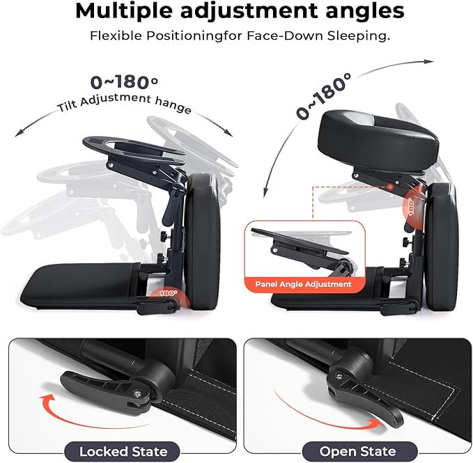 Udefineit 3 in 1 Multifunctional Portable Face Down Cradle Massage Kit for Desktop, Massage Bed & Home Mattress, Deluxe Adjustable Headrest Face Pillow Bracket for Office Sleeping Nap Rest