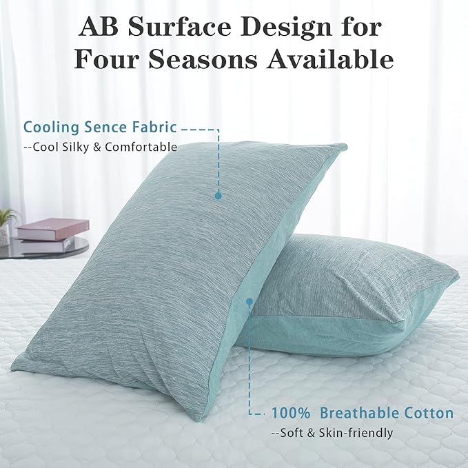 CHOSHOME Cooling Pillow Cases Zipper Pillow Covers Q-Max > 0.45 Zippered Pillowcases for Hot Sleepers, Soft, Breathable, Skin-Friendly, 2 Pack (King, 20"x36", Green)