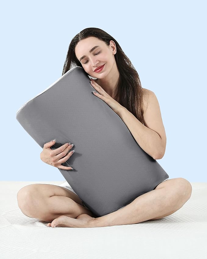 Elviros Memory Foam Pillows for Neck Pain Relief, Adjustable Height Cooling Bed Pillow for Sleeping, Ergonomic Orthopedic Cervical Neck Pillow for Side and Back Sleepers, Queen Size, 23.6"×14"×5.3"