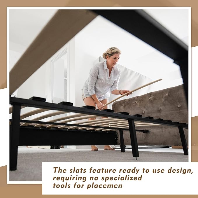 Threehoney 12 Pack Wooden Bed Slats Replacement 39.3" L x 2.08" W x 0.33" H Arc Solid Wood Mattress Support for Bed Frame Sofa Foundation Platform Repair, Easy Assembly No Tool Required(Wooden)