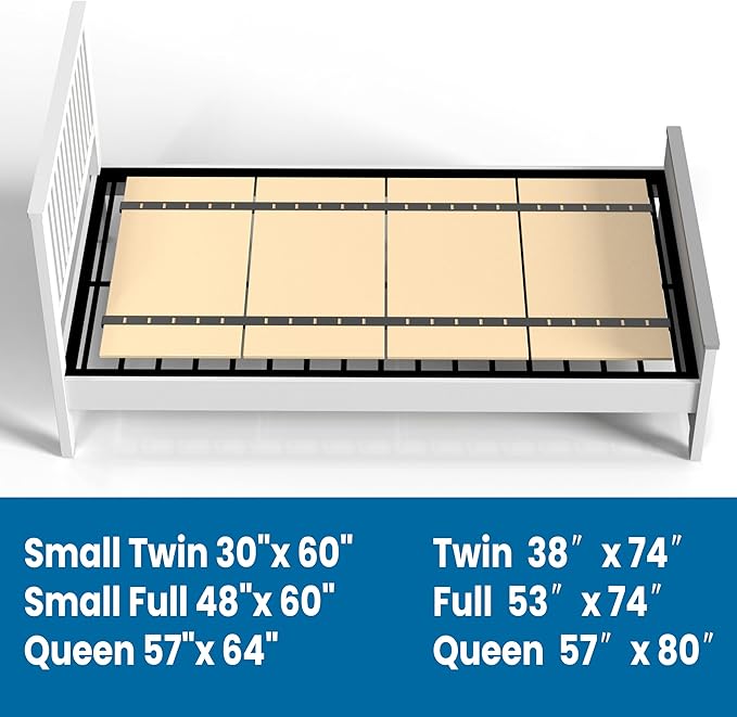 Heavy Duty Thick Folding Box Spring, Mattress Supporting Wood Floor, Foldable Box Spring, Bed Support Slats,53"x74"