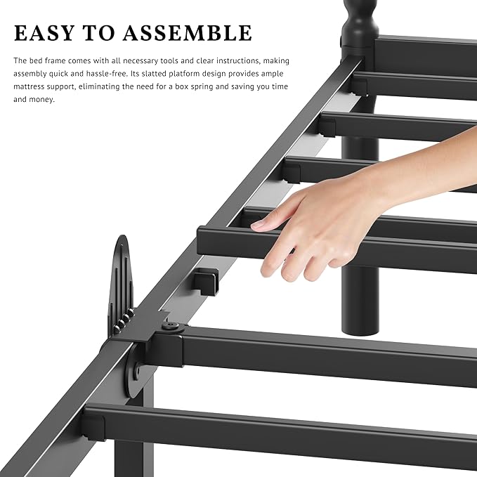 ZIYOO 12 Inch King Size Metal Platform Bed Frame - Vintage Style, 1500LBS Heavy Duty, Anti-Slip & Noise-Free, No Box Spring Needed with Under Bed Storage