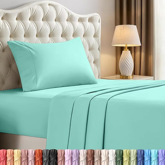 Utopia Bedding Twin XL Sheet Set – 3 Piece Bed Sheets for Twin XL Size Bed, Soft and Breathable Microfiber, Includes 1 Fitted Sheet, 1 Flat Sheet and 1 Pillowcase – Oeko Tex (Spa Blue)