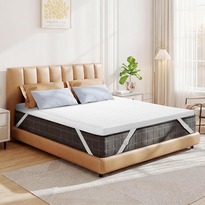 Czpalo 4 Inch Gel Memory Foam Mattress Topper King, Cooling Mattress Topper with Removable & Washable Bamboo Cover, CertiPUR-US Certified