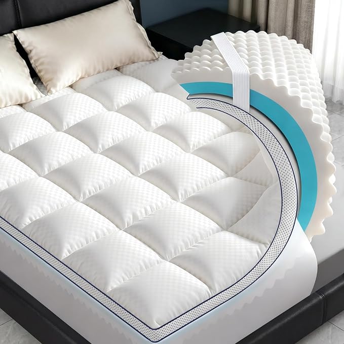 Twin Mattress Topper, 4.5 Inch Memory Foam Mattress Topper for Back Pain & Pressure Relief - 2.5" Cooling Memory Foam Soft and Supportive + 2" Pillow Top Mattress Pad Cover, with 8-21" Deep Pocket