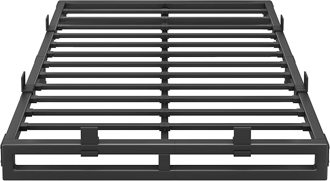 King Size Bed Frame, 6 Inch Metal Platform Bed Frames with Squeak Free U-Slot Design, 6 Non-Slip Guards, 3500lbs Heavy Duty Steel Slat Support, No Box Spring Needed, Under Bed Storage, Black