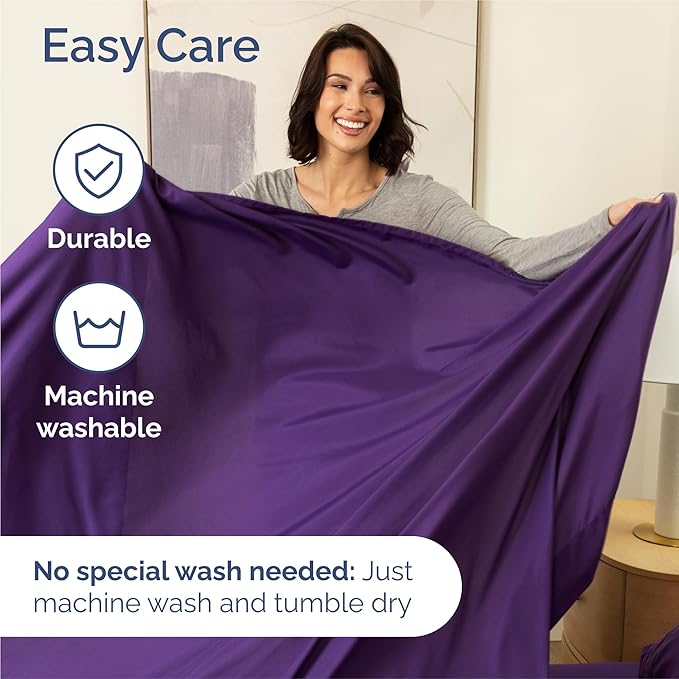 Split King Size 5 Piece Sheet Set - Comfy Breathable & Cooling Sheets - Hotel Luxury Bed Sheets for Women & Men - Deep Pockets, Easy-Fit, Soft and Wrinkle Free Sheets - Purple Oeko-Tex Bed Sheet Set