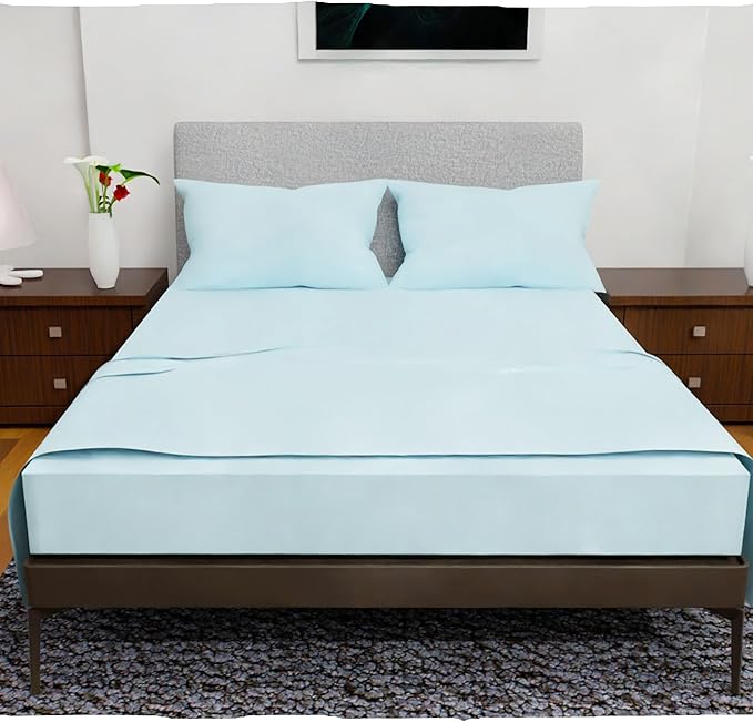 Full Size Bed Sheets – 4Pcs Bed Sheets Full Size Set, Deep Pocket, Double Brushed Microfiber, Fade Resistant, Soft & Breathable for Cozy and Comfortable Sleep(Aqua)