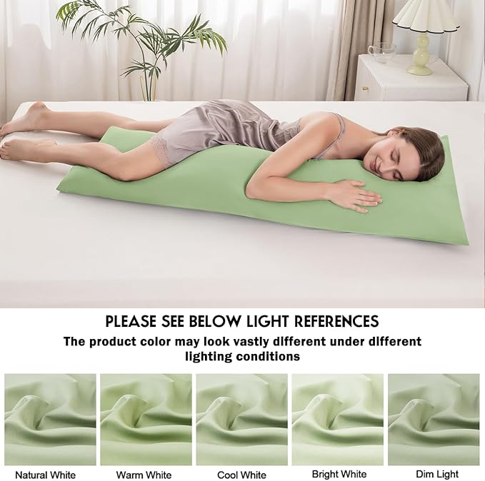 Body Pillowcase with Zipper Cooling Viscose from Bamboo Zippered Pillowcases, Cool & Breathable Body Pillow Cover for Hot Sleepers and Night Sweats, 20" x 54"