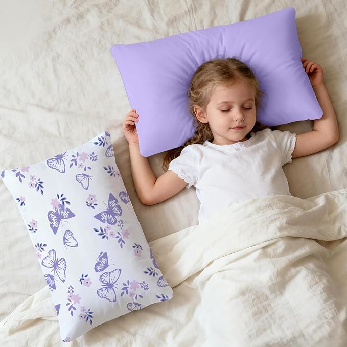 Cloele Kids Toddler Pillowcase Envelope Travel Pillowcase Baby Pillow Cover Fits Pillows Sized 12x16 or 13x18-2 Pack Soft Children’s Bedding Pillowslip Case for Boys and Girls -Butterfly