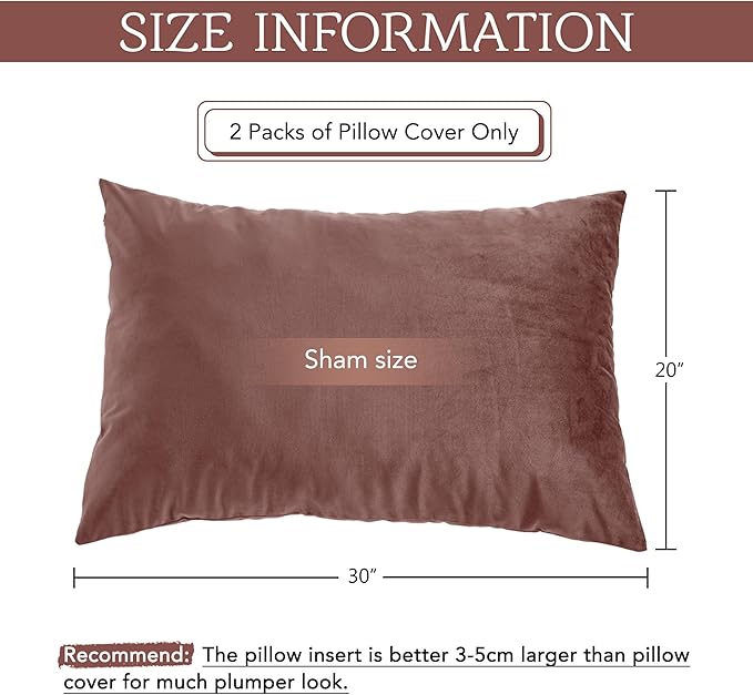 StangH Wild Rose Pink Soft Velvet Pillowcase Bed Pillow Cover for Hair and Skin, Queen Size 20 x 30 inches Set of 2, Luxury Warm Pillow Cover with Hidden Zipper