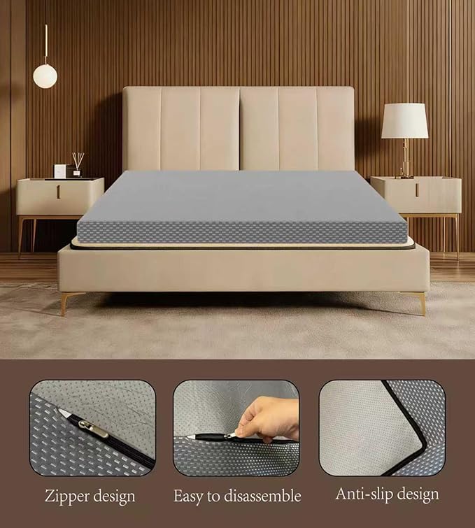 MORANDI King Mattress, 3 Inch Memory Foam King Bed Mattress in A Box, Pressure Relief with Medium Firm Support, with Zipper Removable Cover,CertiPUR-US Certified(Grey, King)