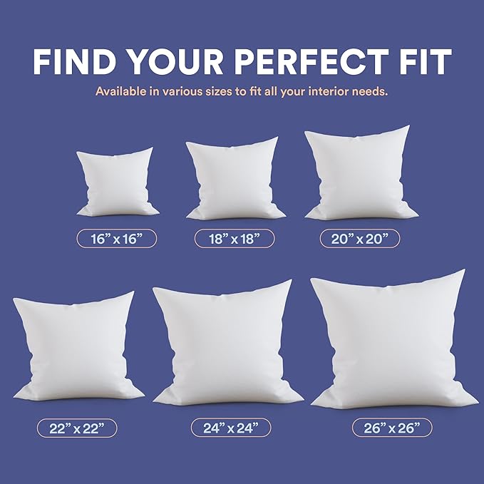 Continental Bedding | 10/90 Down and Feather Throw Pillow Insert | 100% Cotton 250TC Shell | Medium Loft Decorative Cushion | 16x16 | 2 Pack