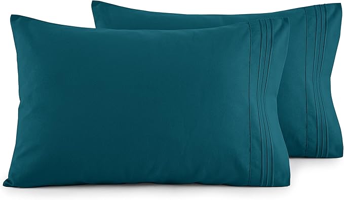 Elegant Comfort Luxury Ultra-Soft 2-Piece Pillowcase Set - 1500 Premium Hotel Quality Microfiber Double Brushed - Wrinkle Resistant, King Size, Marine Teal