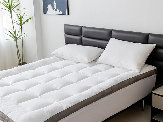 Primesoft 100% Cotton 2" Thick California King Mattress Topper - Luxurious Softness, Good for Back Pain, Revolutionary Cooling Technology, No-Slip Design, Mattress Pad