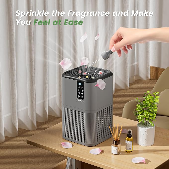 Air Purifiers for Home Large Room Up to 1750ft²,H13 HEPA Air Purifiers with Sleep Mode,Air Cleaner with Aromatherapy for Office,Living Room,Bedroom,Remove Smoke Odor,Home Pets,Grey Black